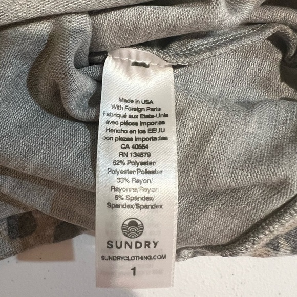 Anthropologie Sundry Leopard Print Drapey Sweater 1 Gray Pullover Crew Neck S - Picture 5 of 5